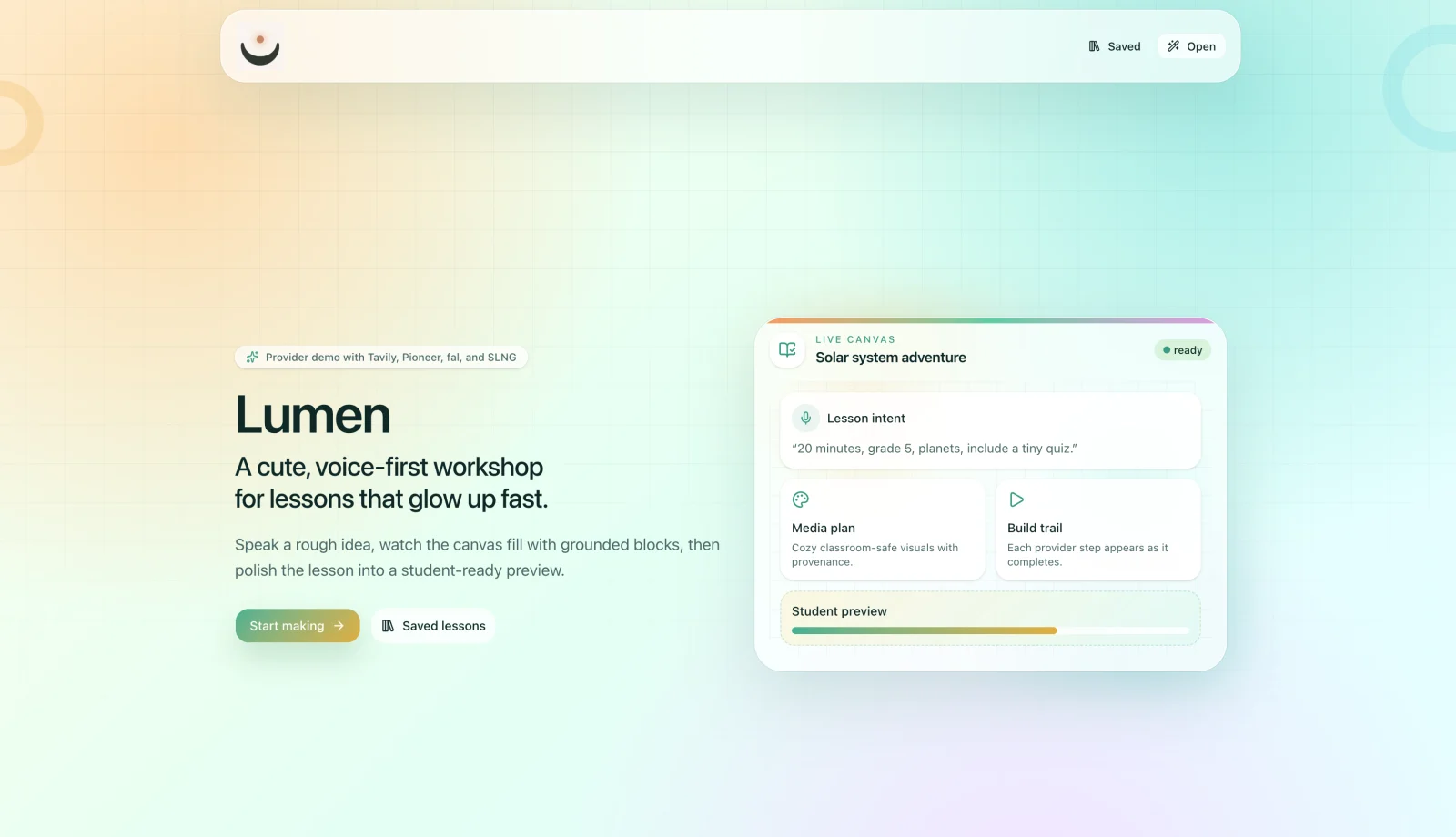 Lumen lesson authoring dashboard